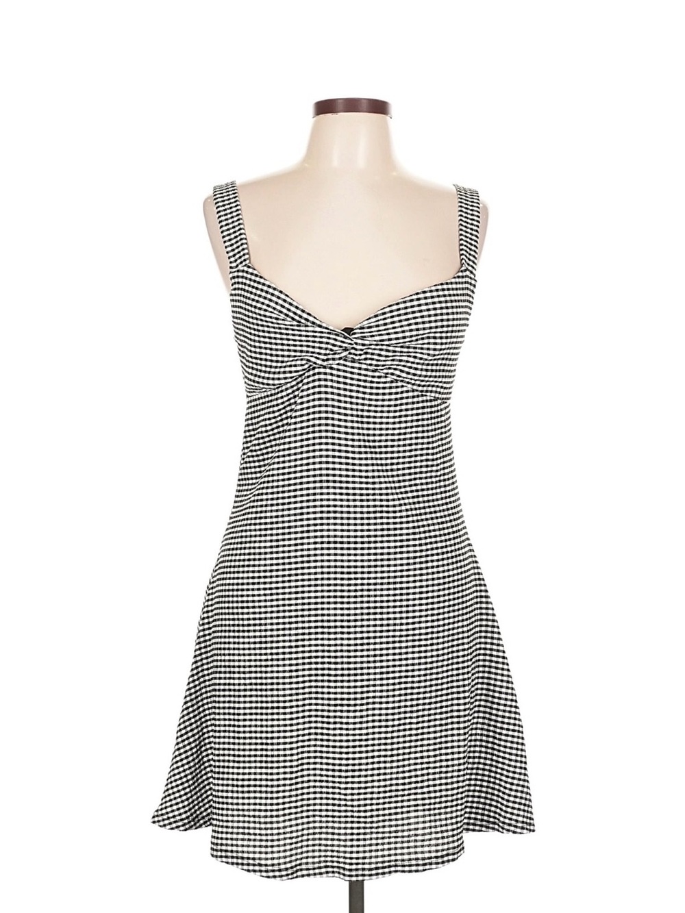 Topshop Black and White Gingham Twist-Front Slip Dress